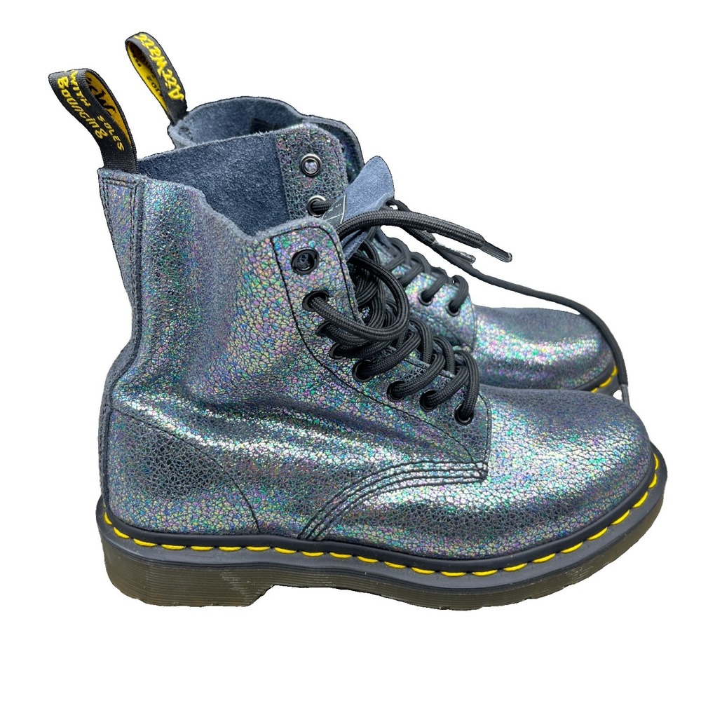 Dr. Martens Pascal Iridescent Crackle Boots Women’s US 7 Metallic Sparkle Laces